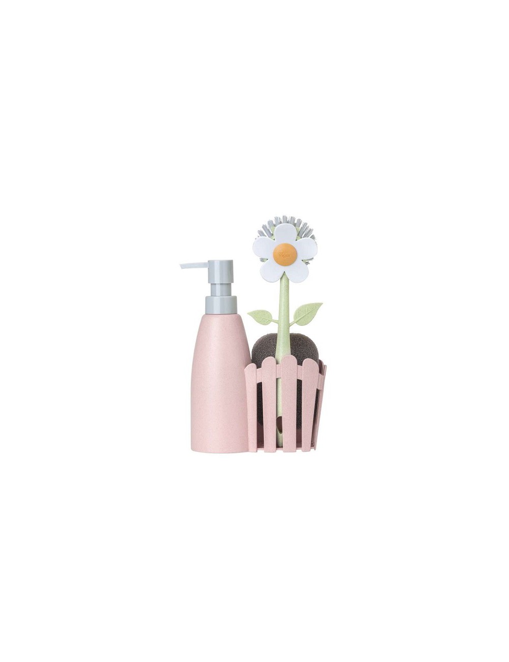 Set fregadero con valla y dosificador de jabón Florganic rosa - Vigar
